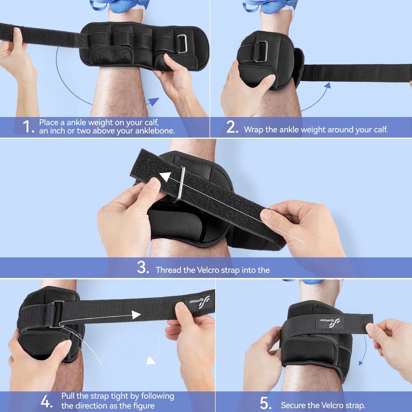 Sportneer Adjustable Wrist and Ankle Weights for Women and Men 1 Pair 1 2 3 4 6 7 8 10 lbs for Gym Fitness