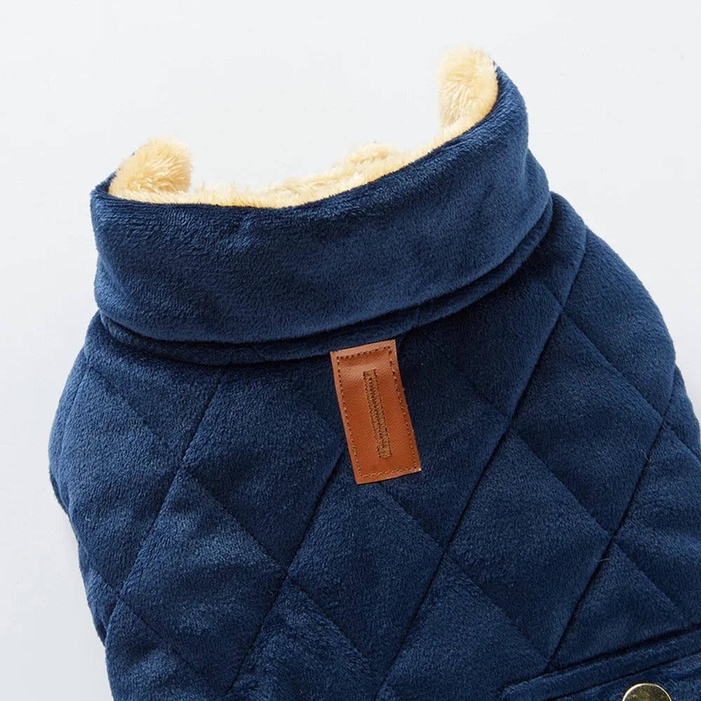 Winter Warm Plush Jackets for Pet Dogs with Double Pockets