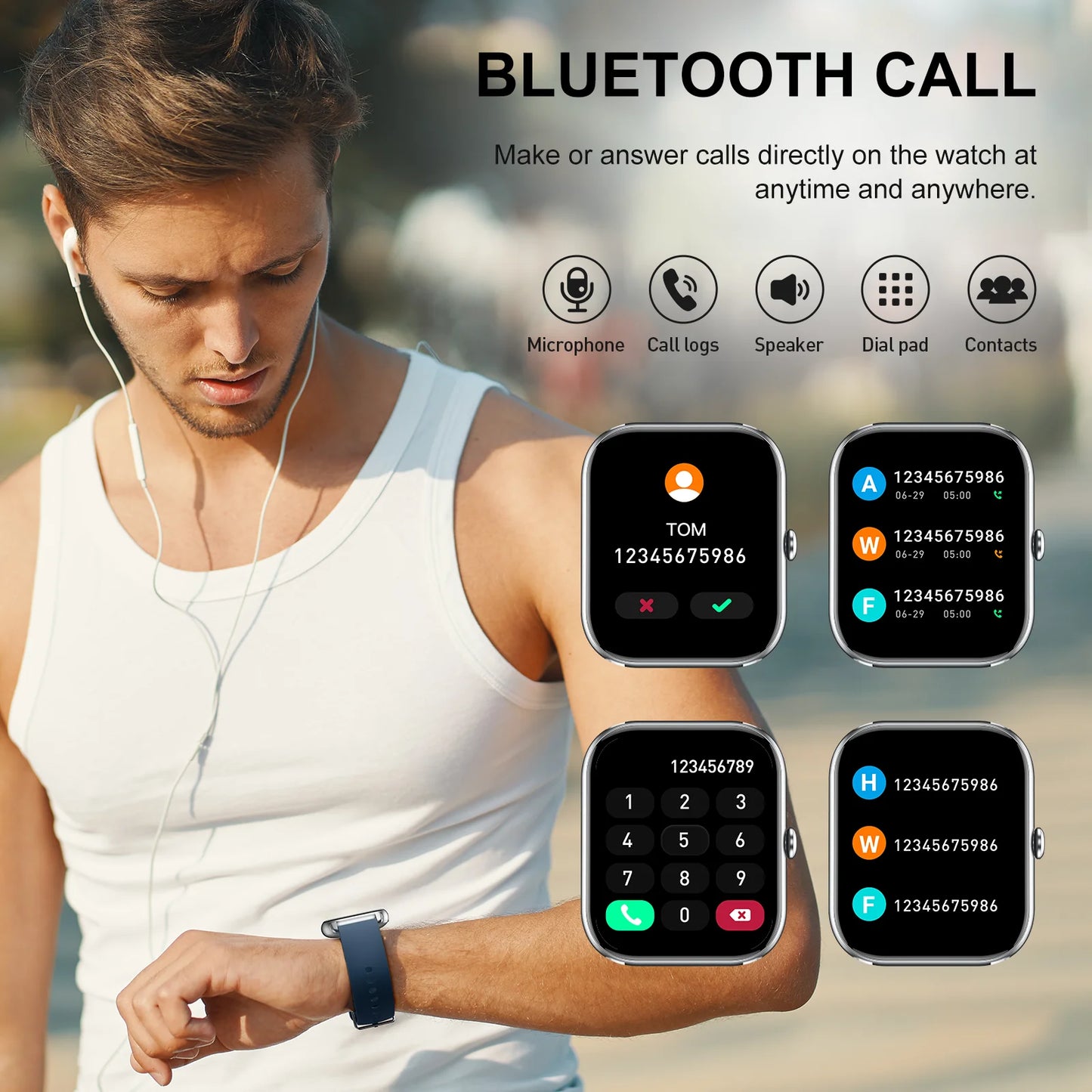 Smart Watch, 1.85 Inch Smartwatch IP68 Waterproof Tracker