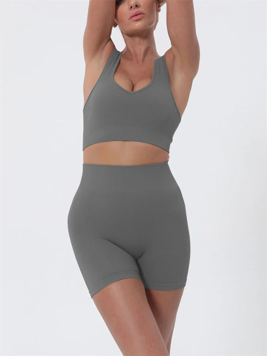 Women s Summer 2 Piece Outfits Sleeveless Crop Tops Set