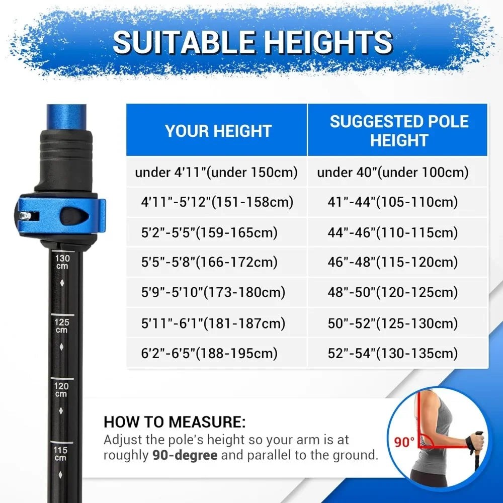 Trekking Poles for Hiking and Walking - Lightweight 7075 Aluminum