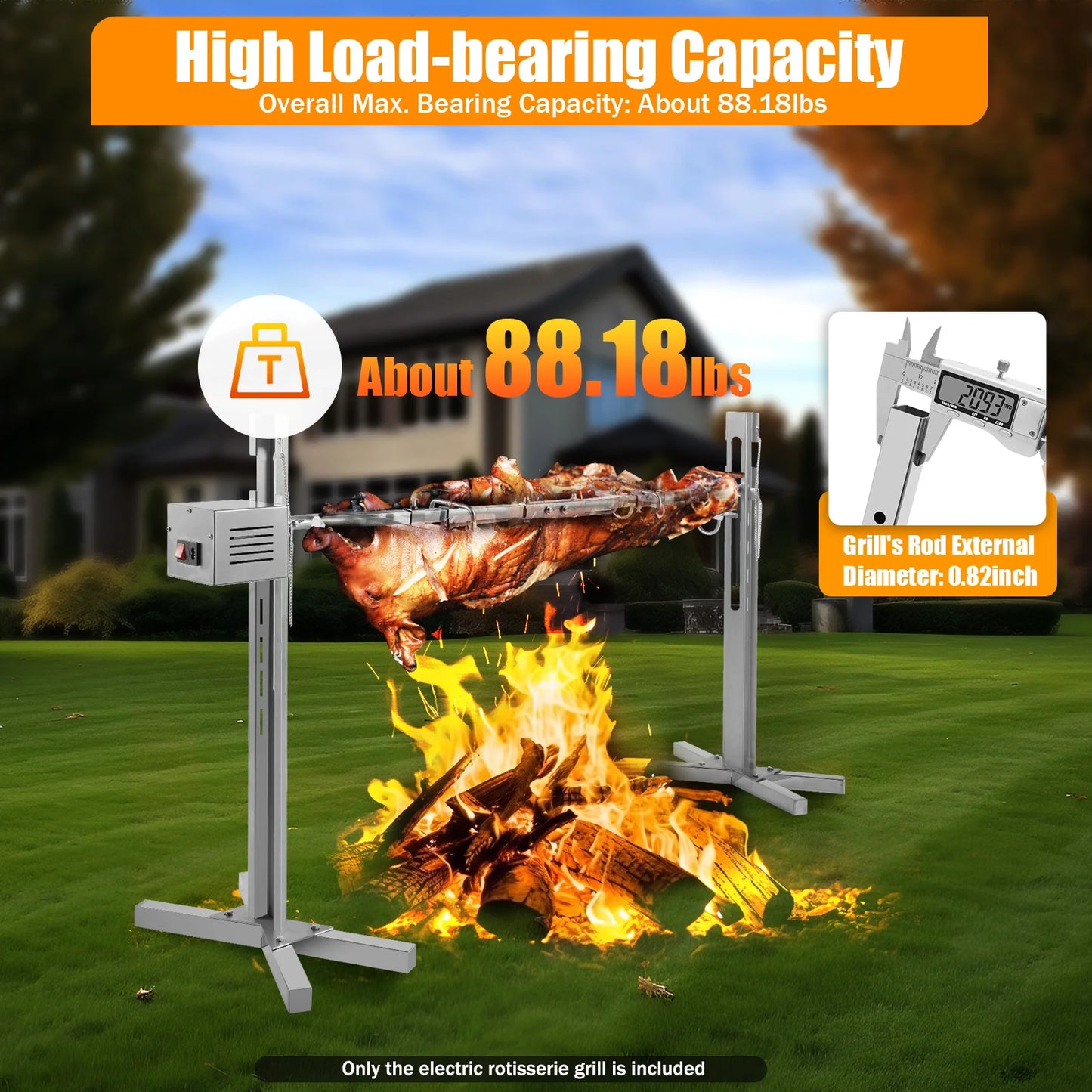 Electric BBQ Rack Rotisserie Grill 40KG Load-bearing 20W 25W