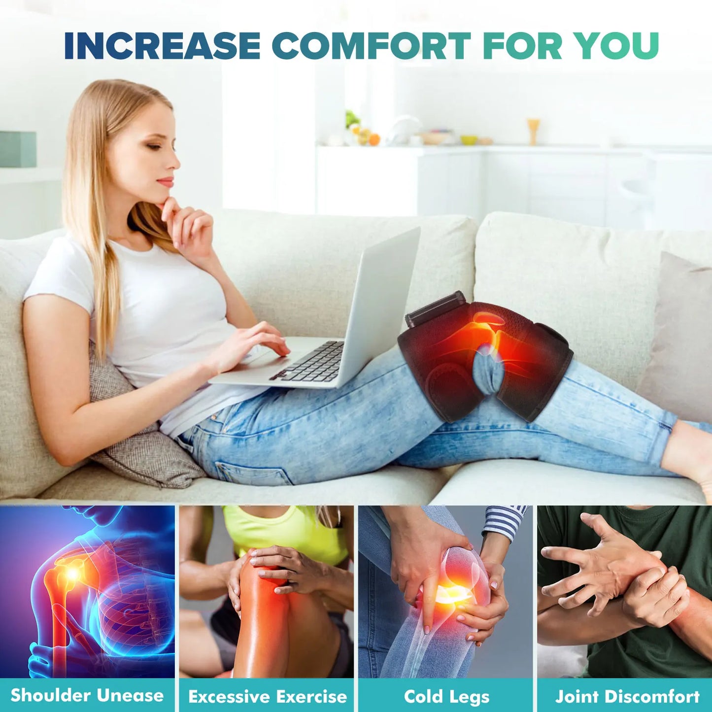 Knee Heating Massager Joint Physiotherapy Hot Compress Vibration