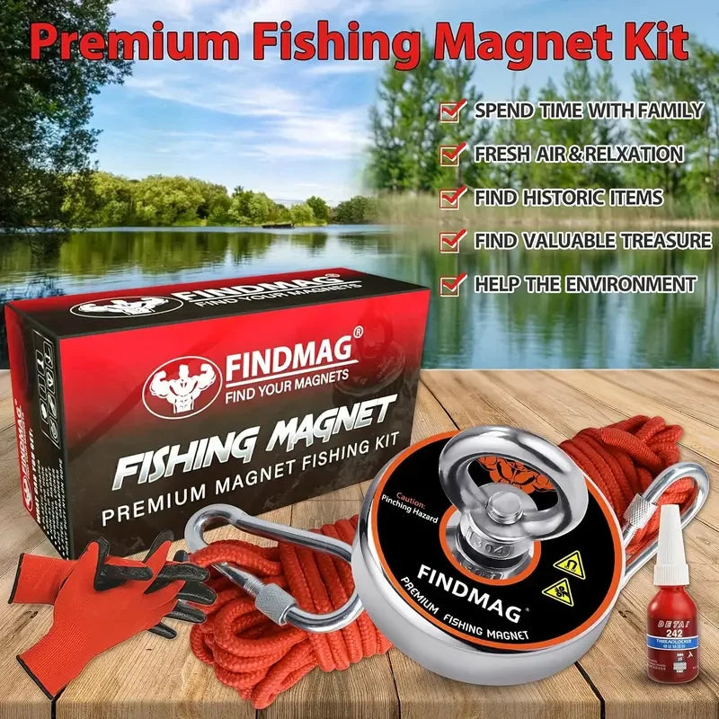 Neodymium Fishing Magnets Kit for River Magnet Fishing