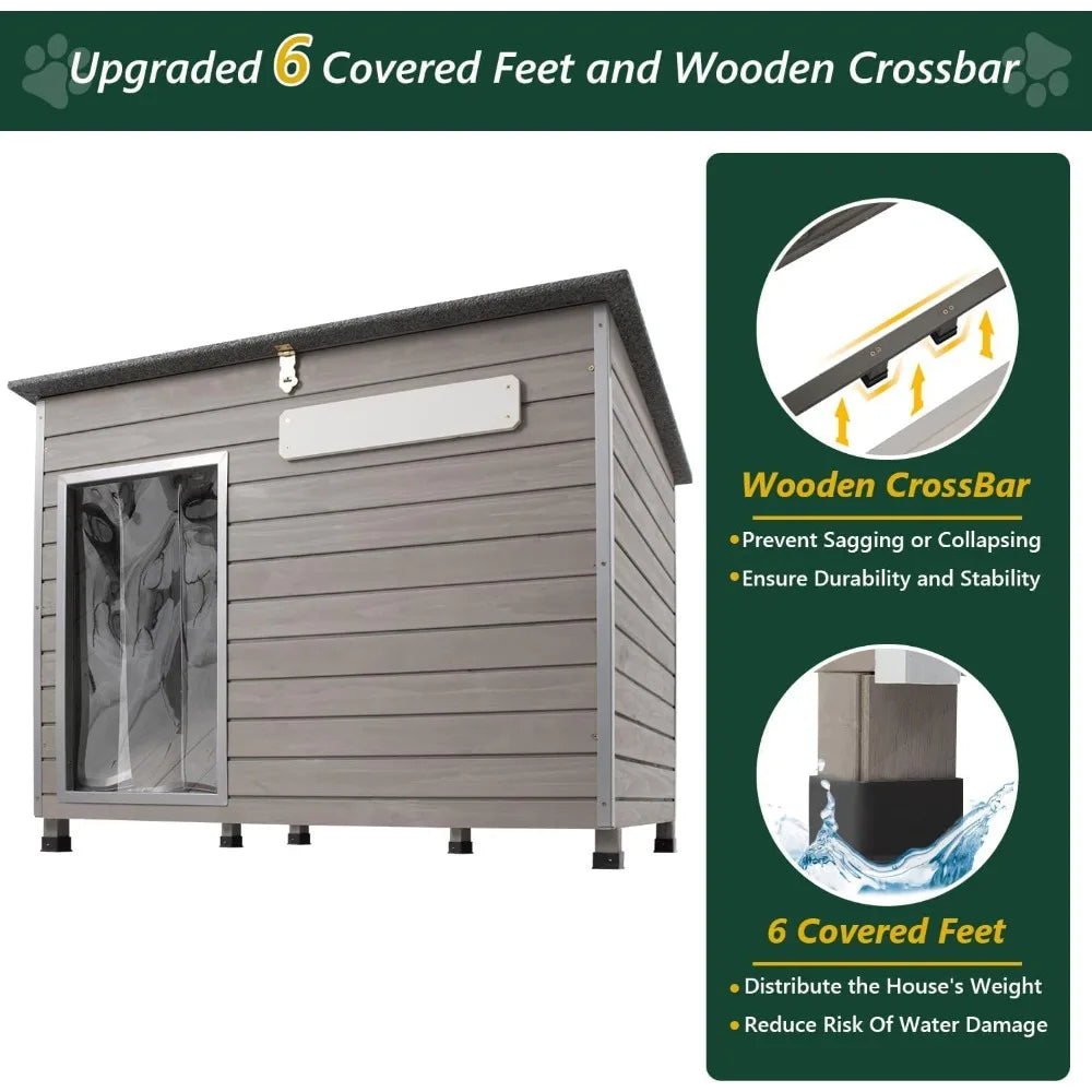 43.3 L Dog House Outdoor for Large Breeds with Iron Frame