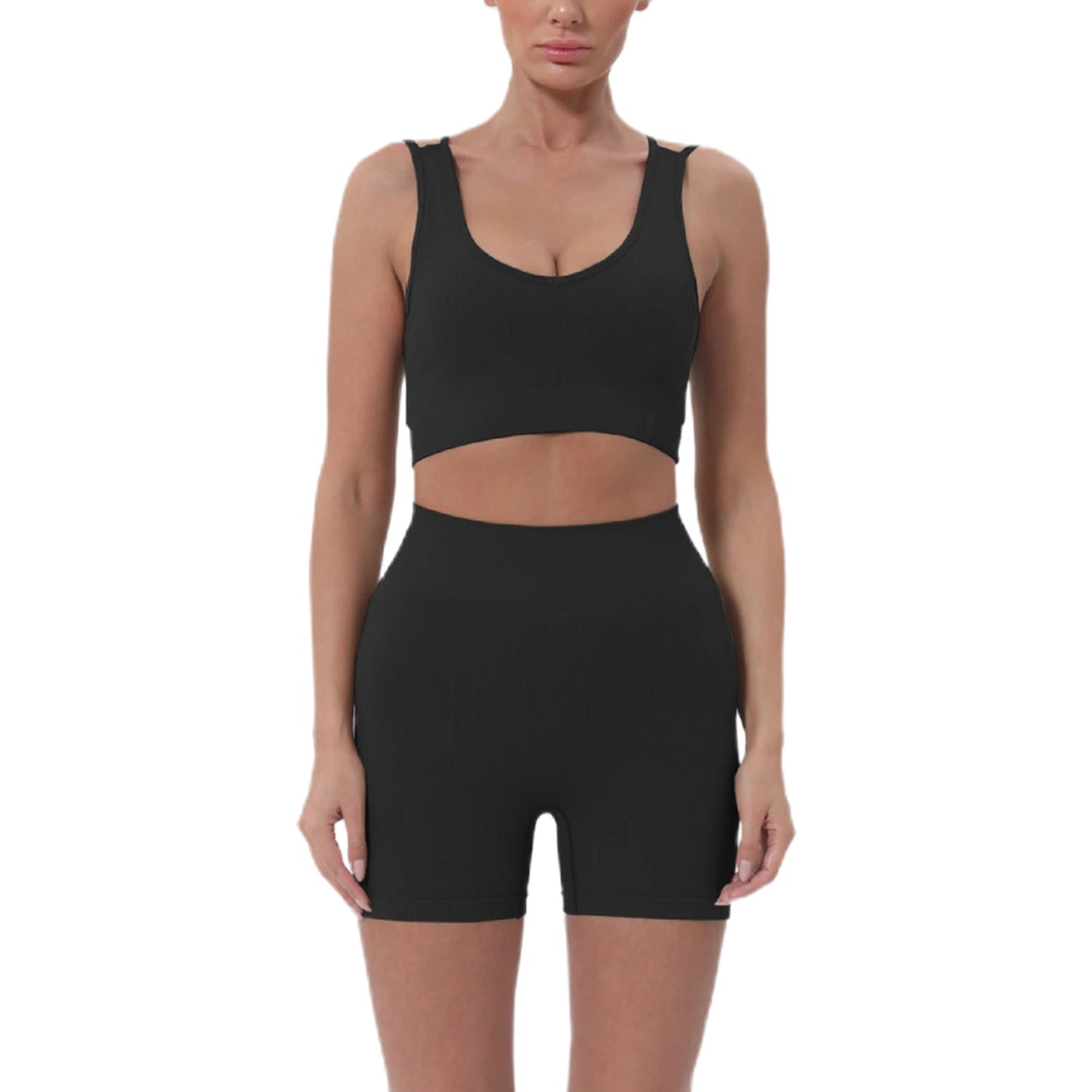 Women s Summer 2 Piece Outfits Sleeveless Crop Tops Set