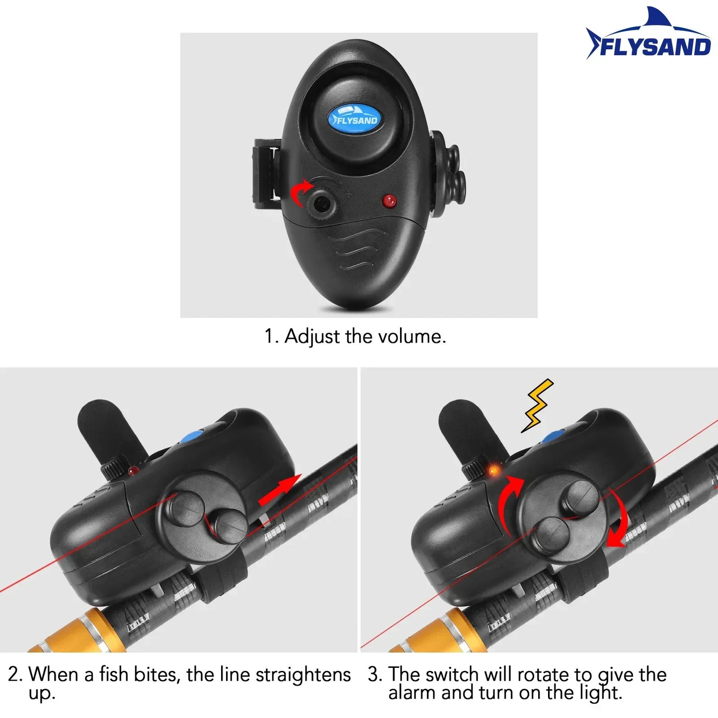 FLYSAND Fishing Bite Alarm Electronic Rod Buzzer with Loud Siren