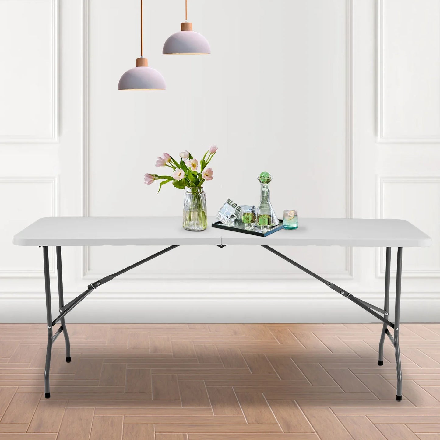 Portable Folding Outdoor Indoor Table Heavy Duty Foldable Table with Carrying Handle Safety Lock For Camping Picnic Dining