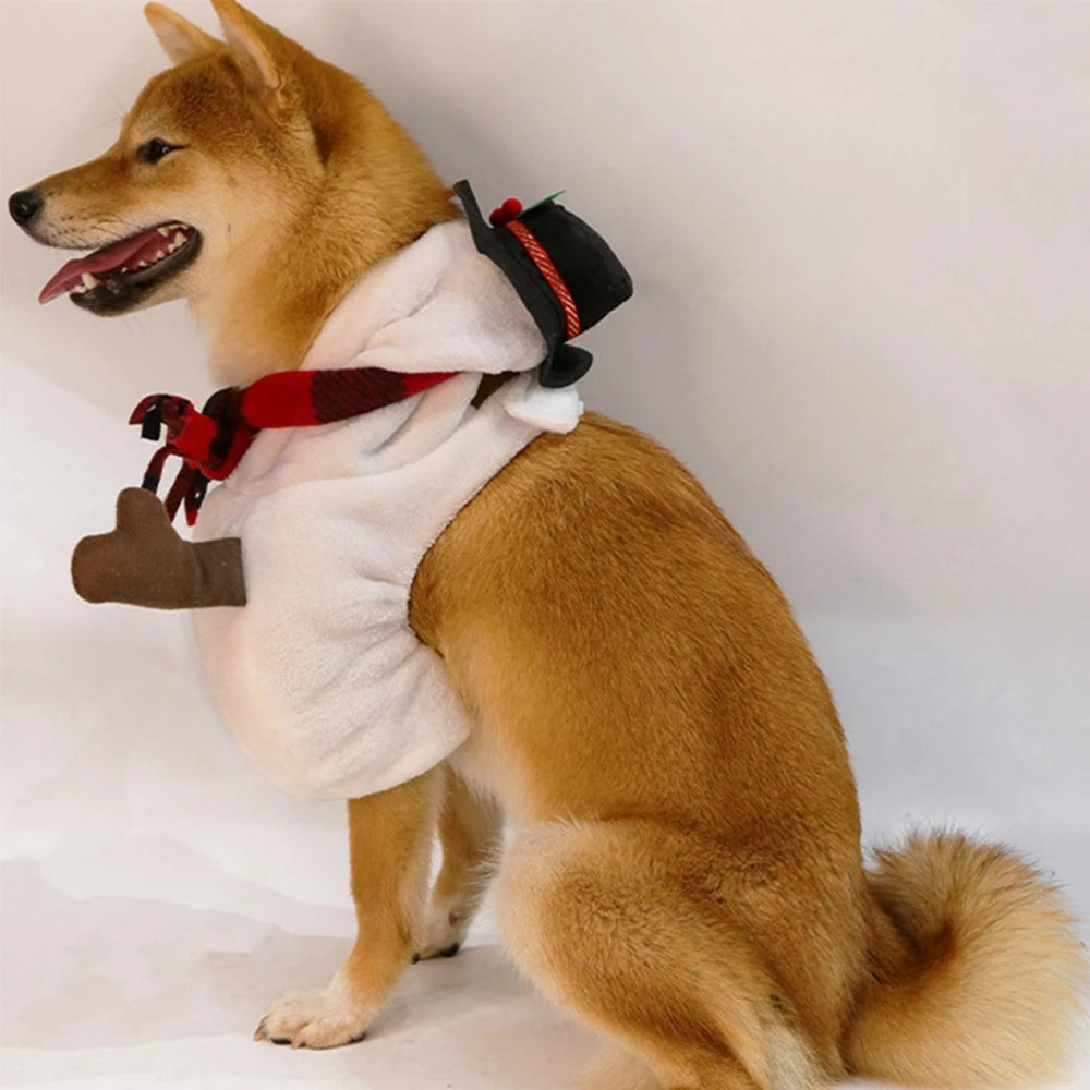 Halloween Dog Cat Costumes Christmas Funny Snowman Outfit