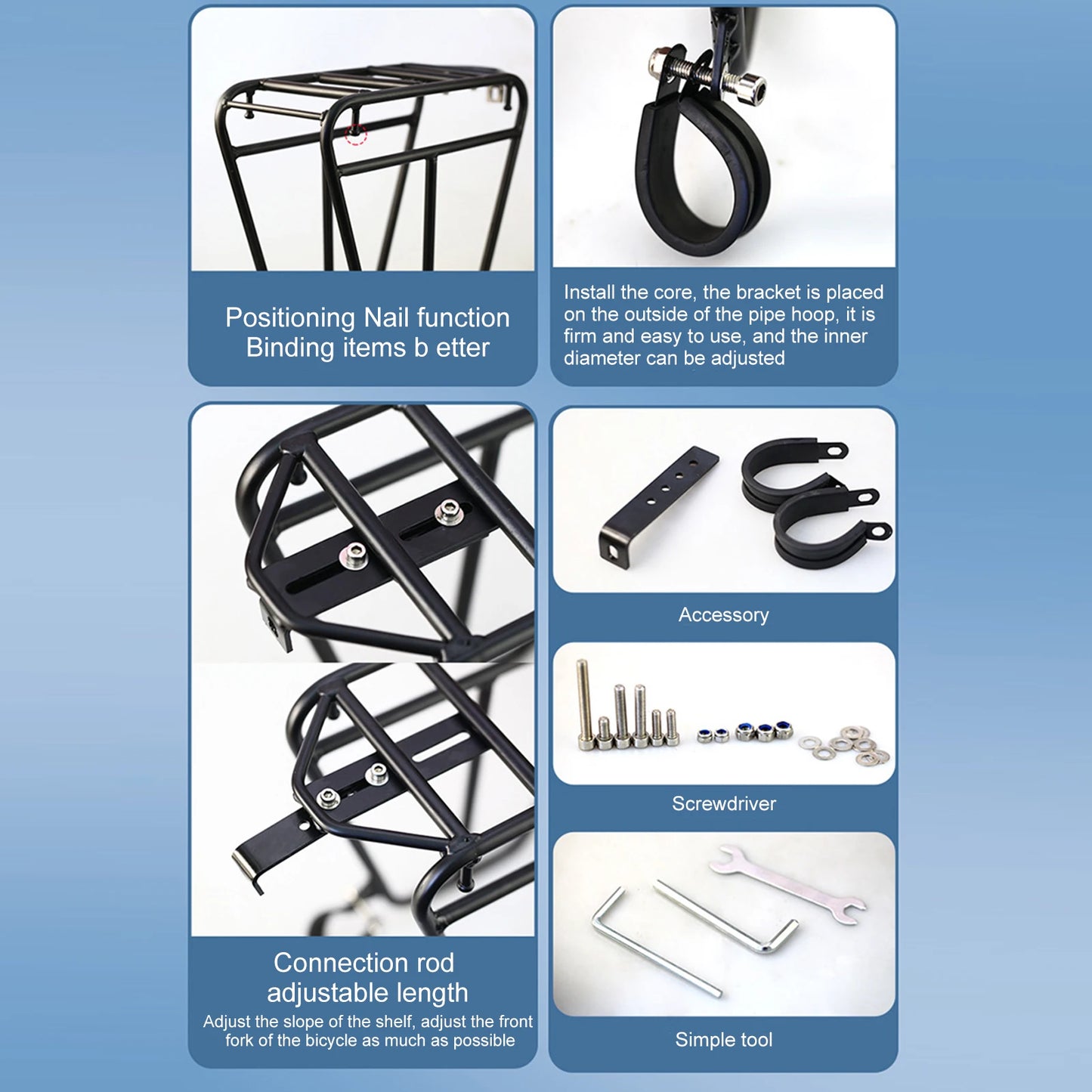 Bike Front Cargo Rack Steel Bicycle Front Fork Luggage Bracket Adjustable MTB Bike Side Mount Bag Stand For Cycling Accessories