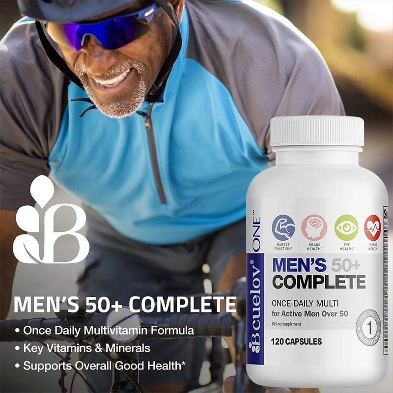 Daily Men's 50+ Complete Multivitamin and Mineral Supports Health High Potency Formula for Brain, Eye and Heart Health