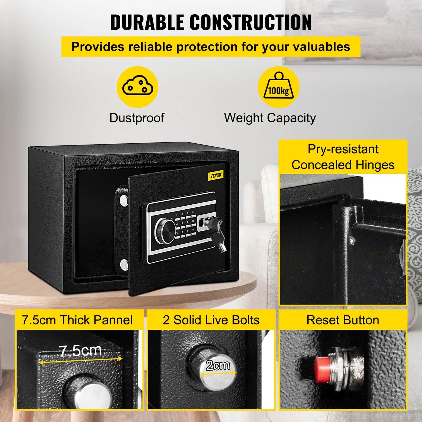 VEVOR Fingerprint Locks Safe Deposit Box Digital Electronic Piggy Bank