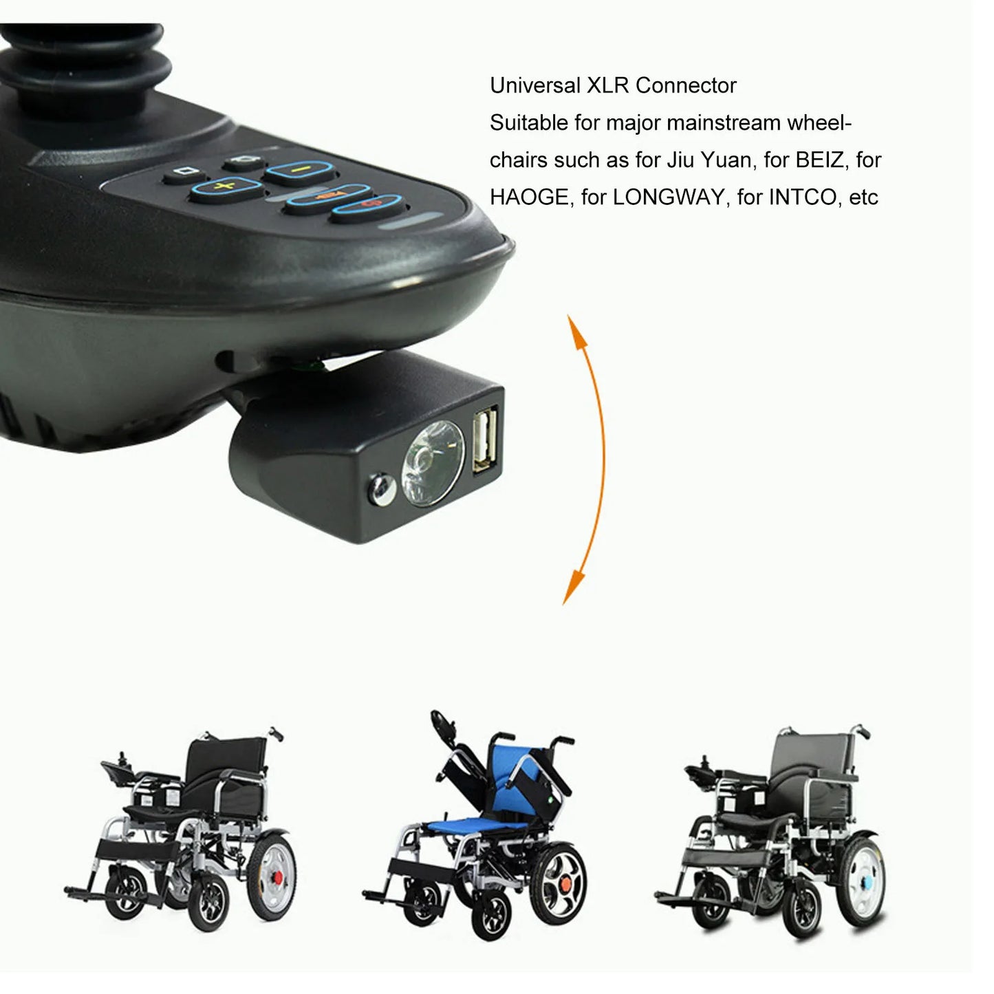 Wheelchair Lighting Controller Electric Wheelchair Light Hands Button 3 Pin XLR Adjustable Angle for Night