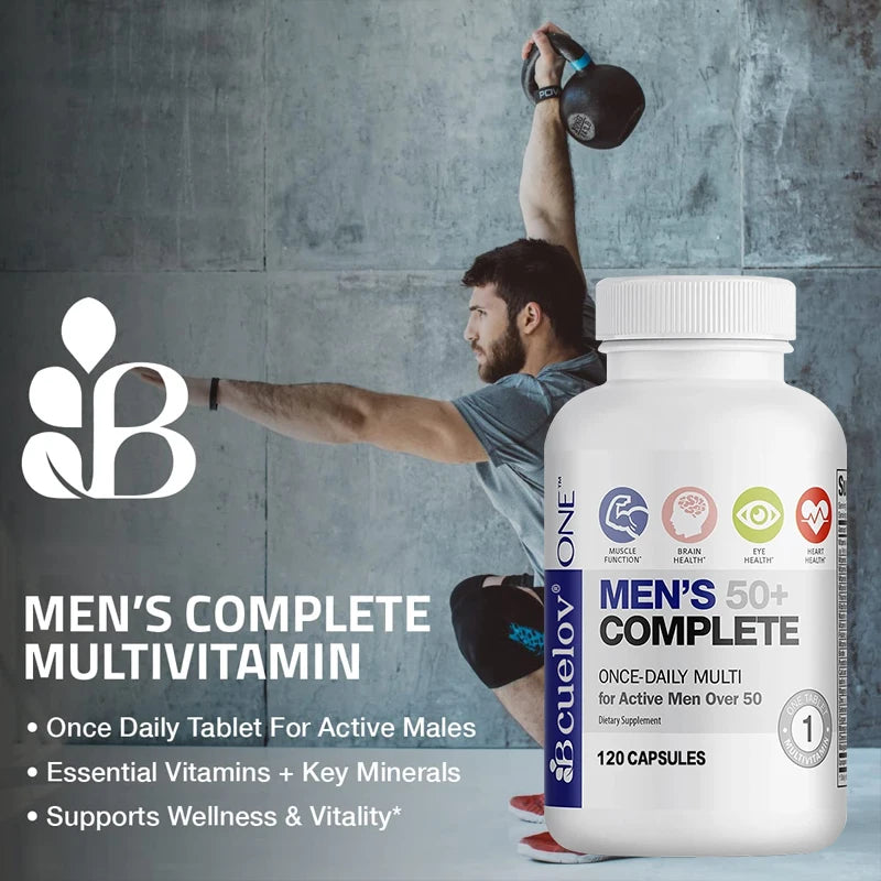Daily Men's 50+ Complete Multivitamin and Mineral Supports Health High Potency Formula for Brain, Eye and Heart Health