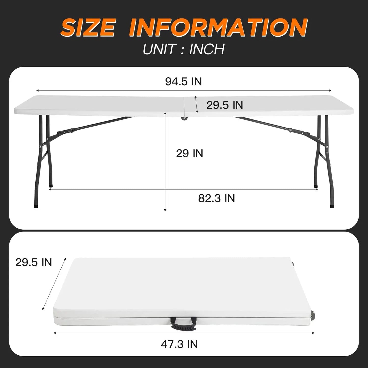 Portable Folding Outdoor Indoor Table Heavy Duty Foldable Table with Carrying Handle Safety Lock For Camping Picnic Dining