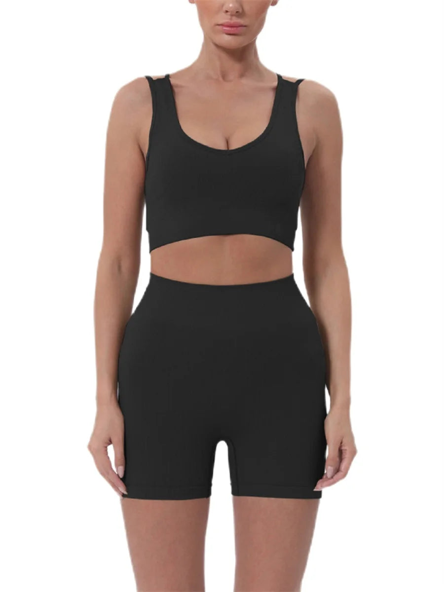 Women s Summer 2 Piece Outfits Sleeveless Crop Tops Set