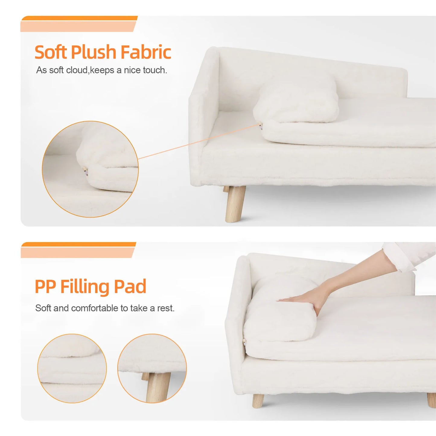 Elevated Pet Bed Nordic Pet Stool Bed with Cozy Pad Waterproof