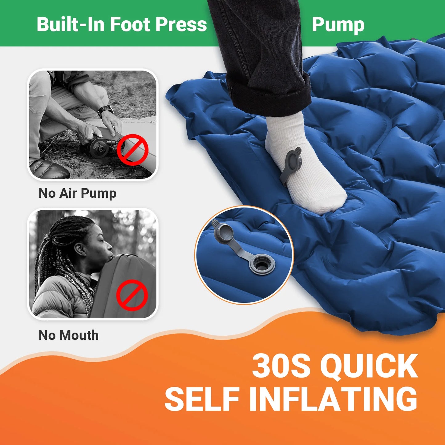 KingCamp Self Inflating Sleeping Pad Ultralight Mat With Pump