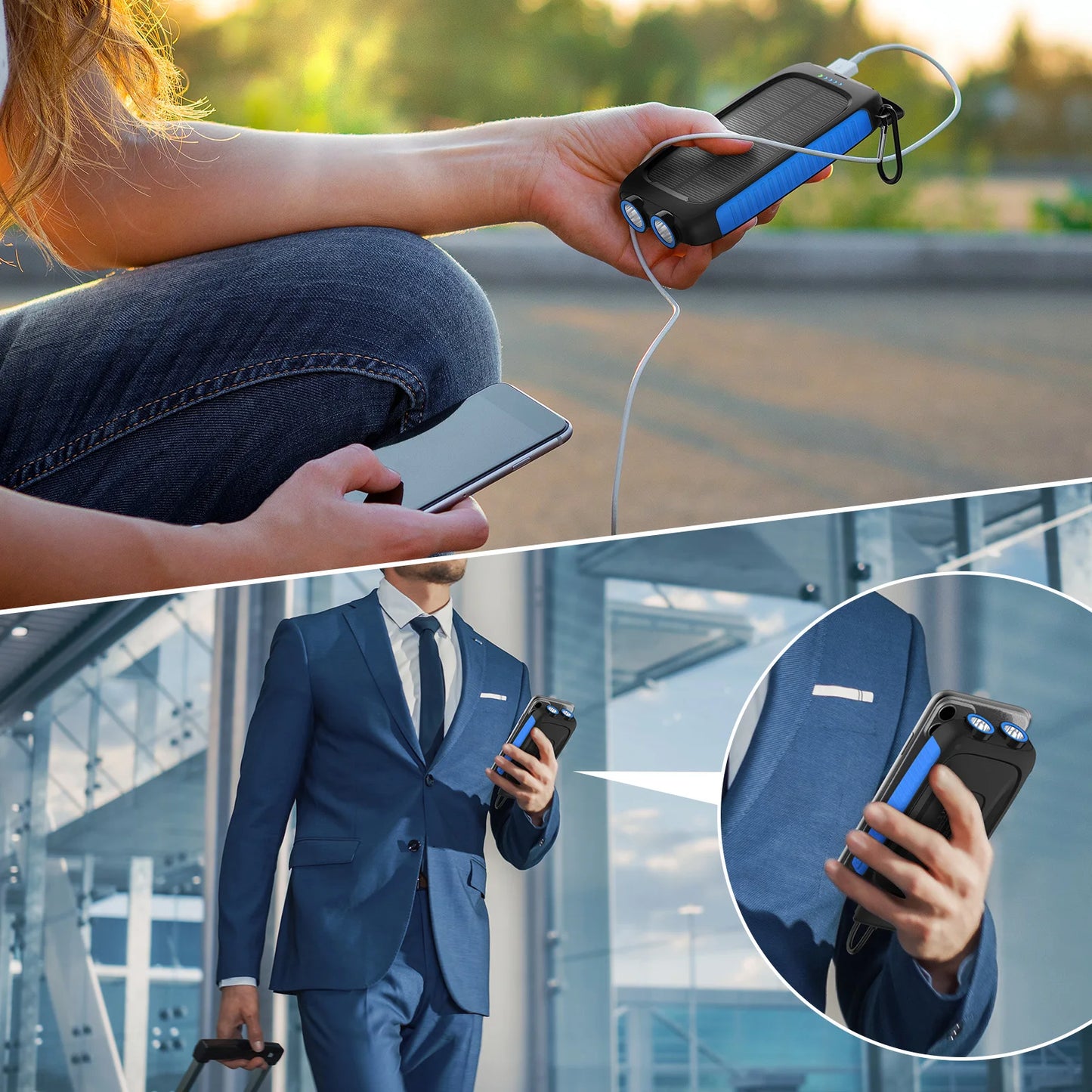 38800mAh Solar Power Bank Portable Waterproof Fast Charging