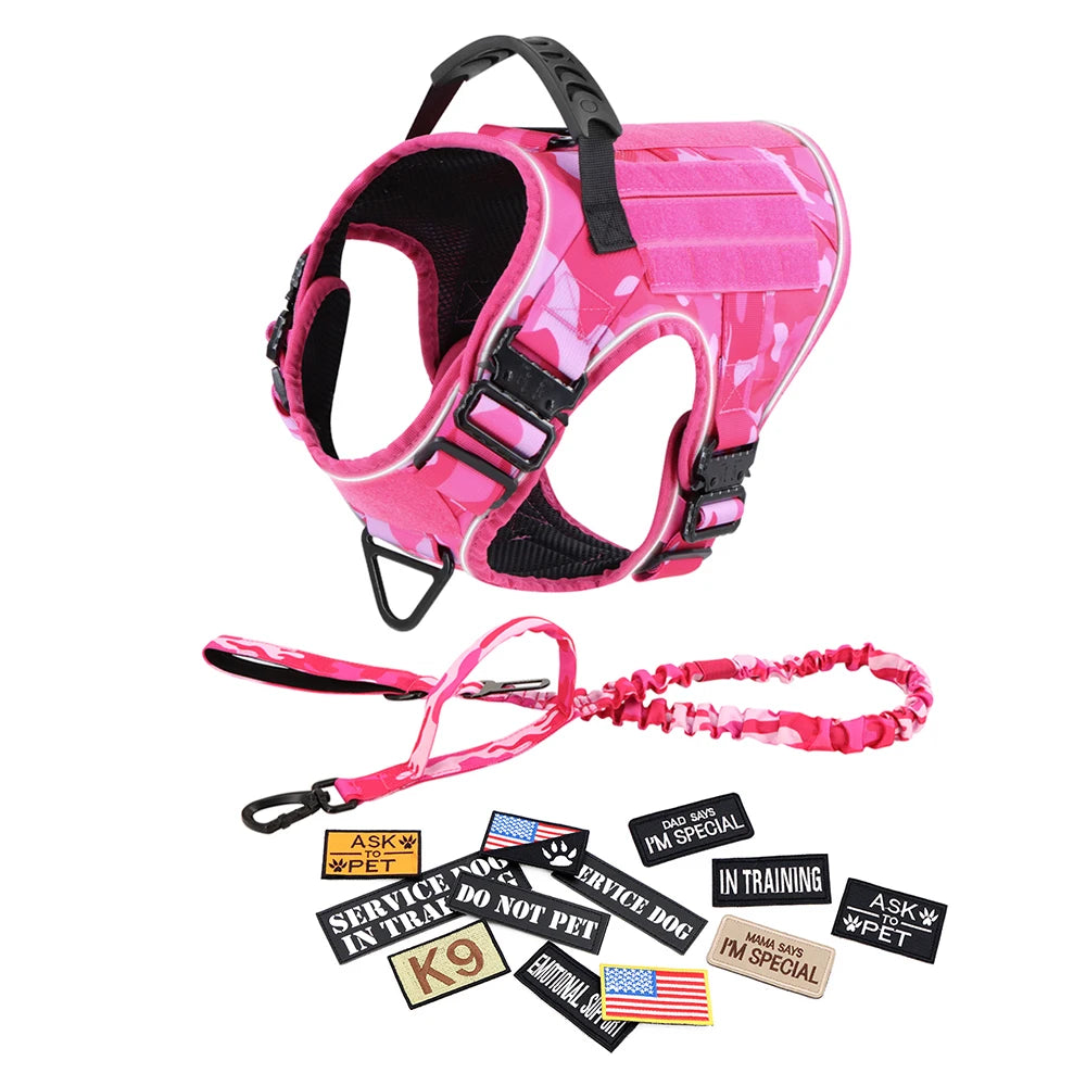 Reflective Dog Harness with 4 Metal Buckles for Large Dogs