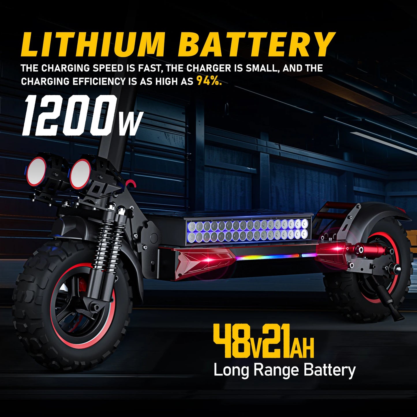 1200W Off-Road Electric Scooter with Seat, 30Mph Speed
