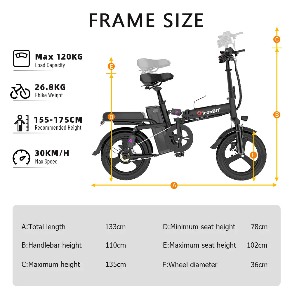 DEEPOWER Folding Mini Ebike 400W 48V 30AH Removable Battery 14-Inch Fat Tyre Electric Bicycle for Adults