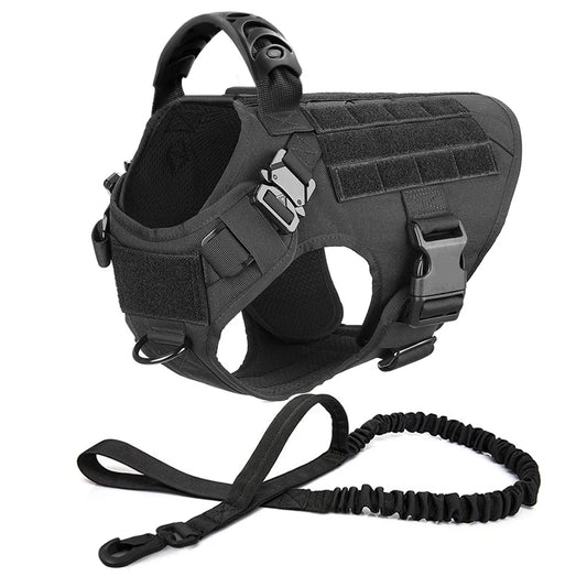 Tactical Dog Harness Leash Set for Large Dogs Military Harnesses for Training Walking Hunting Pet Vest Handle No Pull Malinois