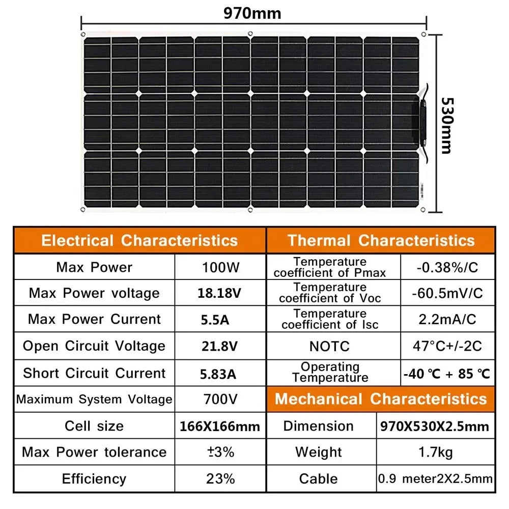 12V Flexible Solar Panel Bendable Waterproof Monocrystalline