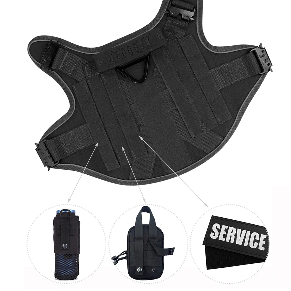 Reflective Dog Harness with 4 Metal Buckles for Large Dogs