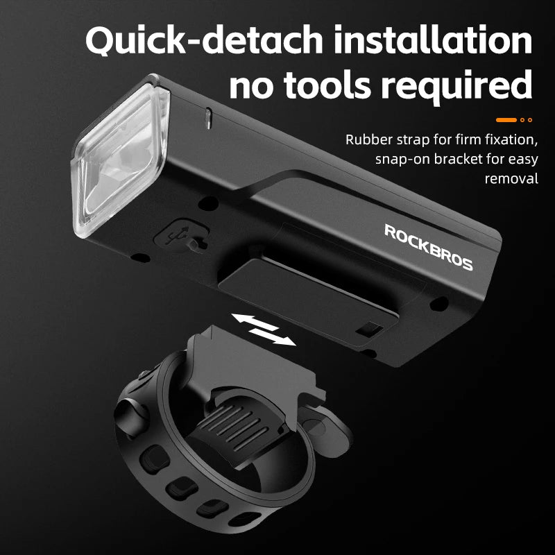 ROCKBROS Bicycle Light 260LM 1500mAh Handlebar Type-C Rechargeable Waterproof LED Flashlight