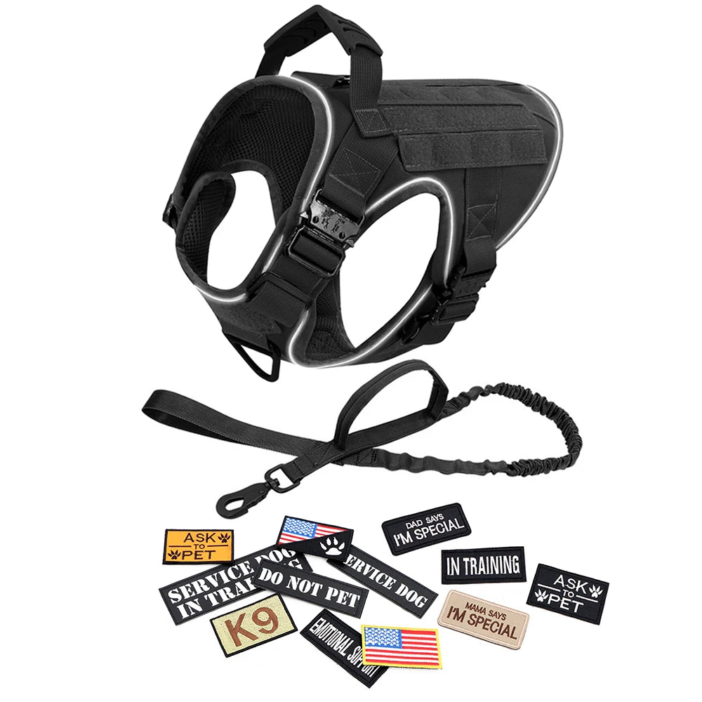 Reflective Dog Harness with 4 Metal Buckles for Large Dogs