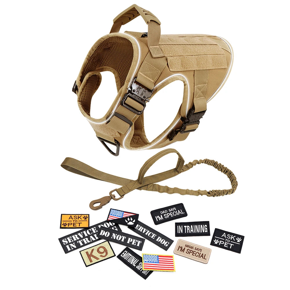 Reflective Dog Harness with 4 Metal Buckles for Large Dogs