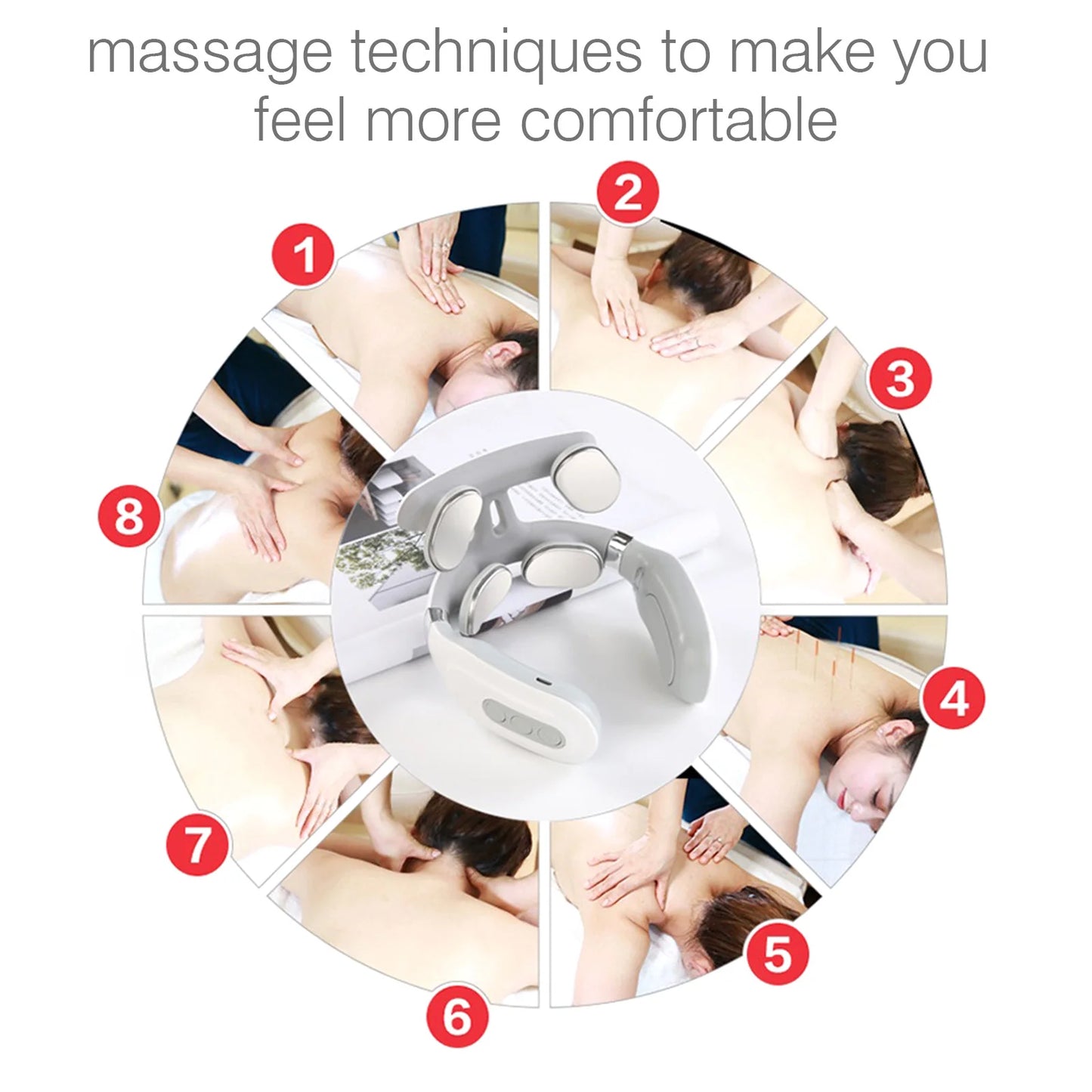 Neck Massager Heat Micro Electric Massager Shoulder Pain Relief USB Relax Muscles Floating 4 Heads Vibrator Heating Massager