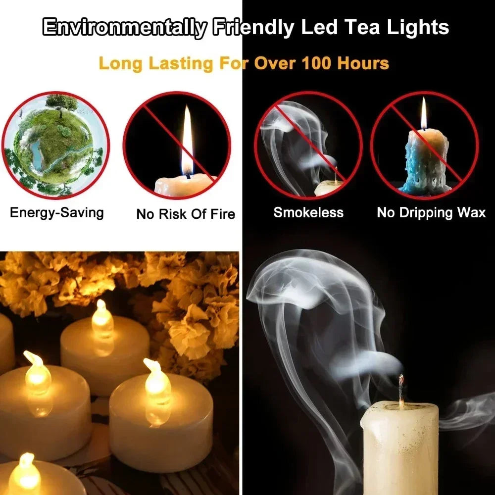 12/24PC LED Tea Lights Realistic and Bright Flickering Flameless Tea Light for Holiday Decor