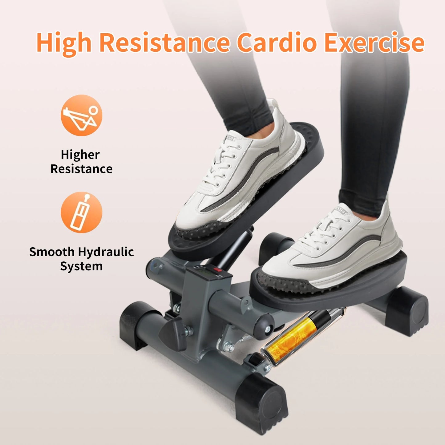 LeikeFitness Mini Stair Stepper with Digital Monitor and Resistance Bands Home Workout Equipment