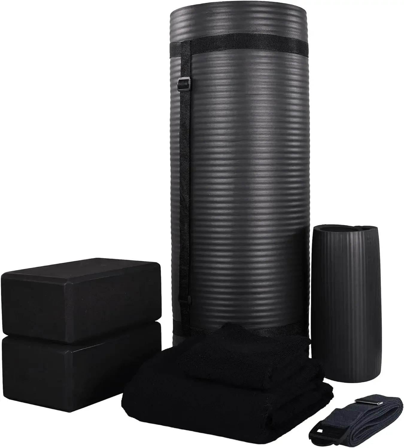 Yoga Equipment 7-Piece Set Including Yoga Mat with Carrying Strap 2 Yoga Blocks Yoga Mat Towel Yoga Hand Towel and Yoga Strap