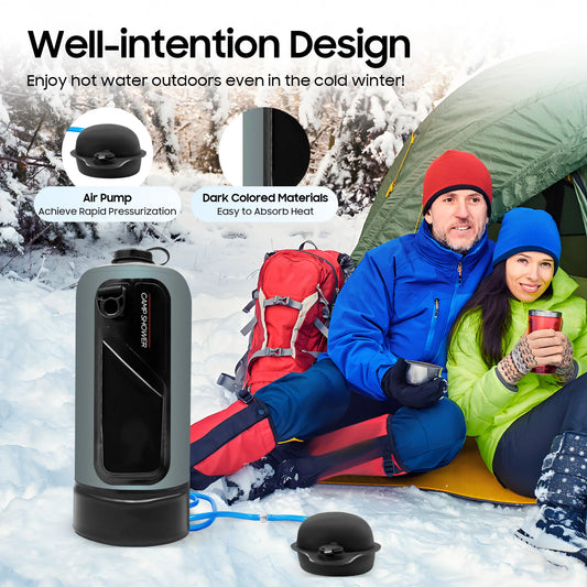 3 Gallon Portable Outdoor Camping Shower With Air Pump Shoulder Strap Hiking
