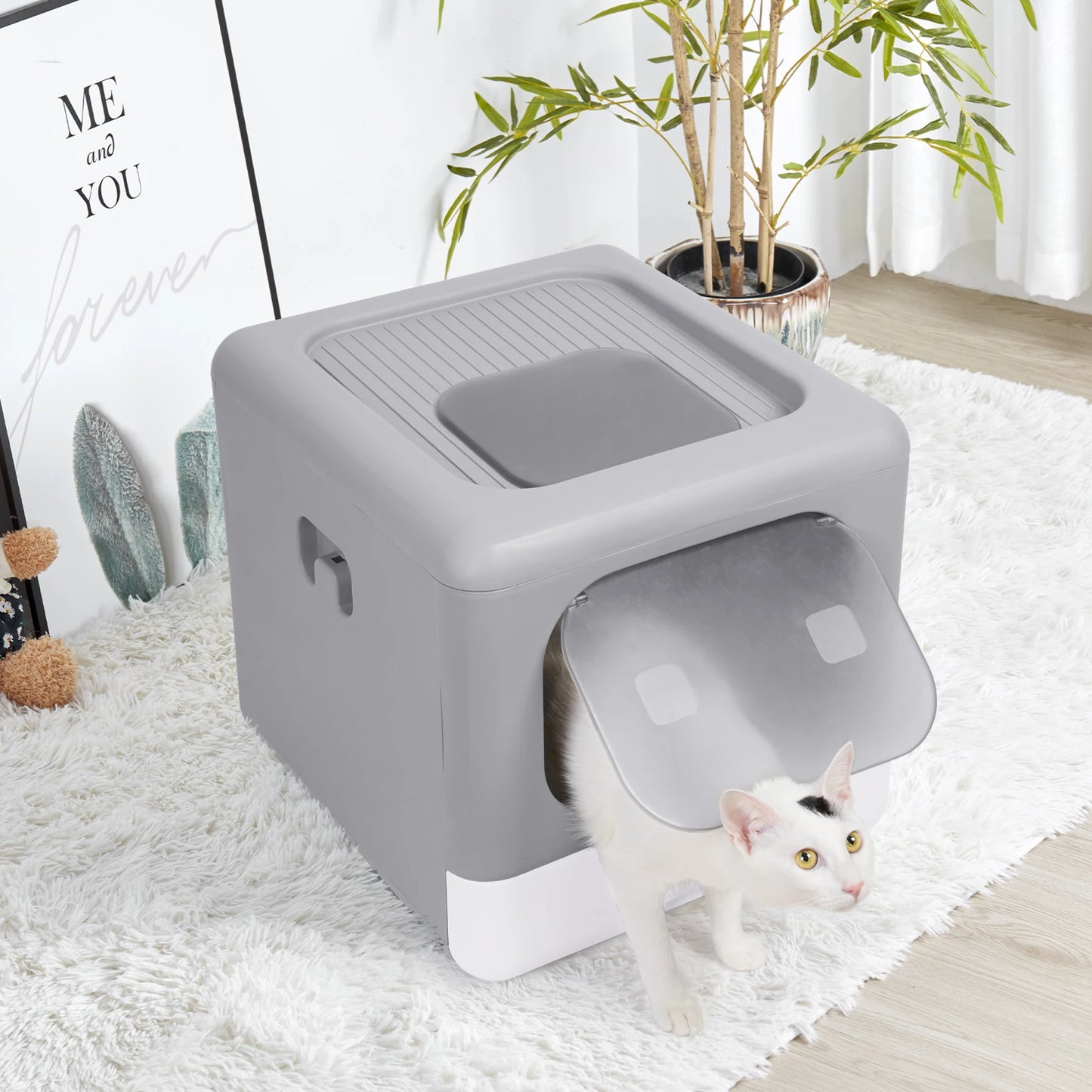 Cat Litter Box with Scoop and Tray Sifting Enclosed Pet Supplies