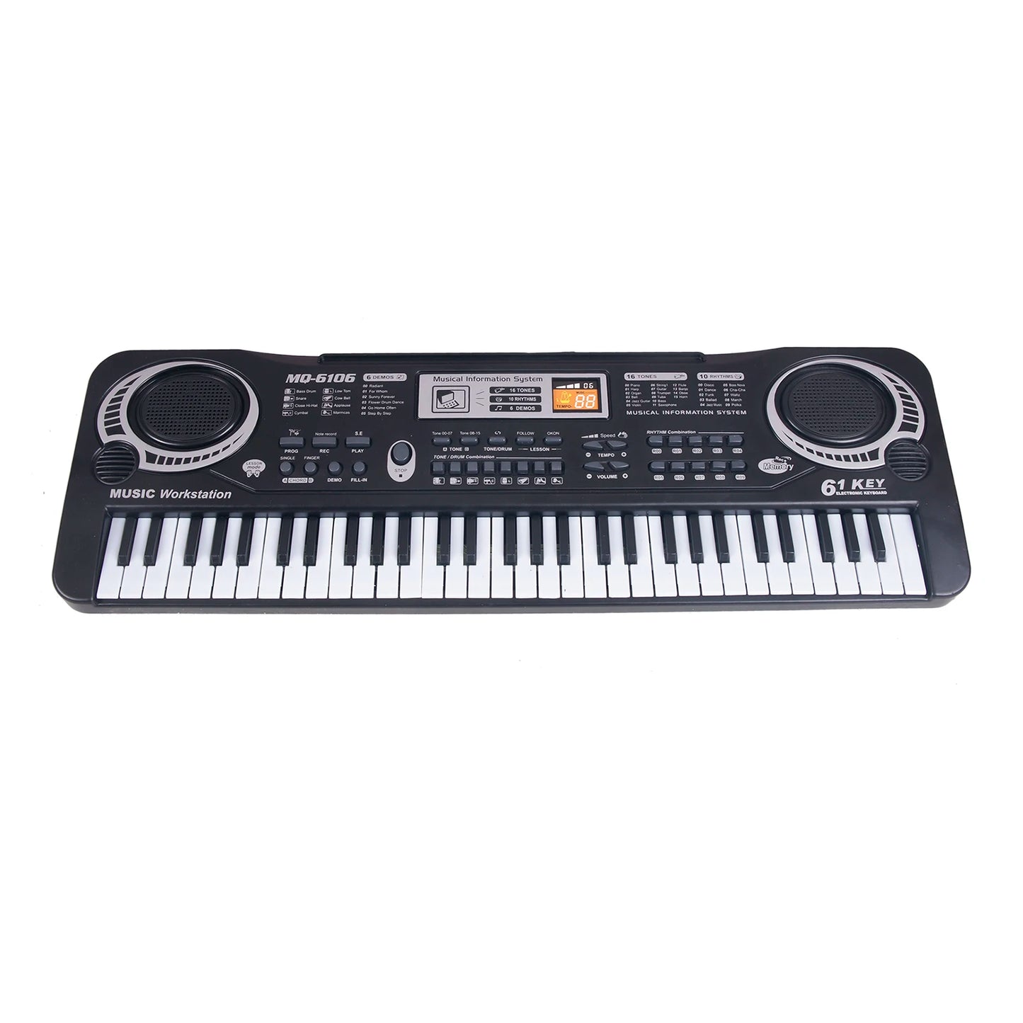61 Keys Black Digital Music Electronic Keyboard Kids Gift