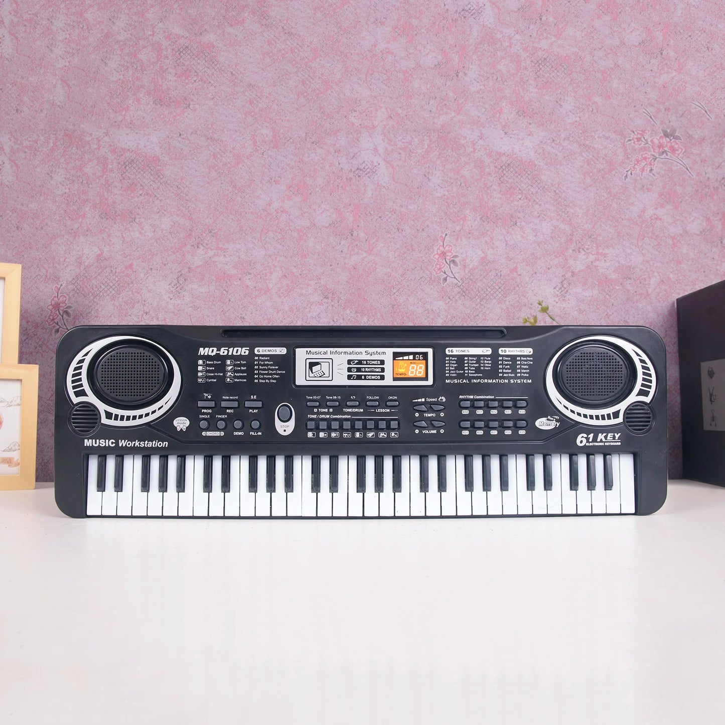 61 Keys Black Digital Music Electronic Keyboard Kids Gift