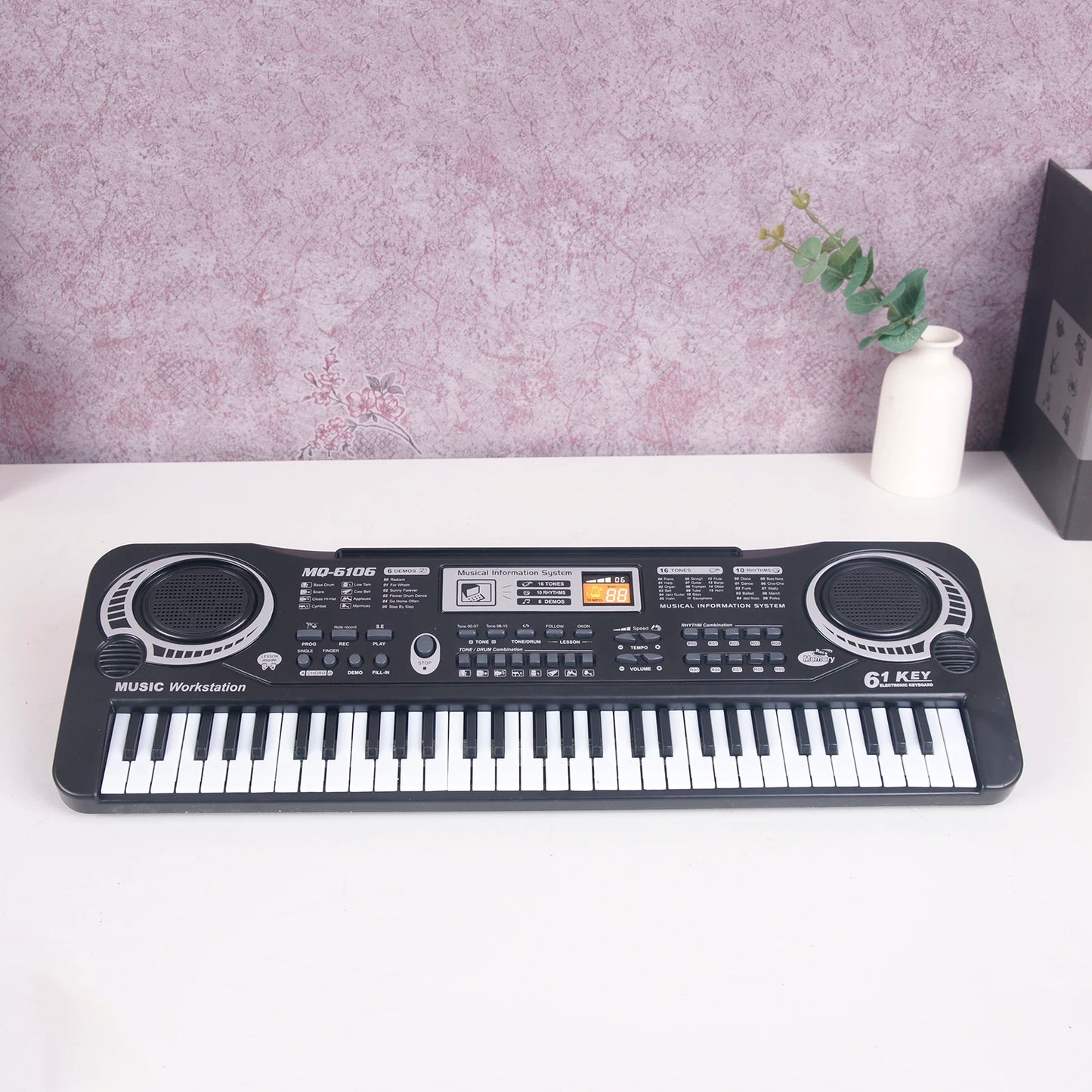 61 Keys Black Digital Music Electronic Keyboard Kids Gift