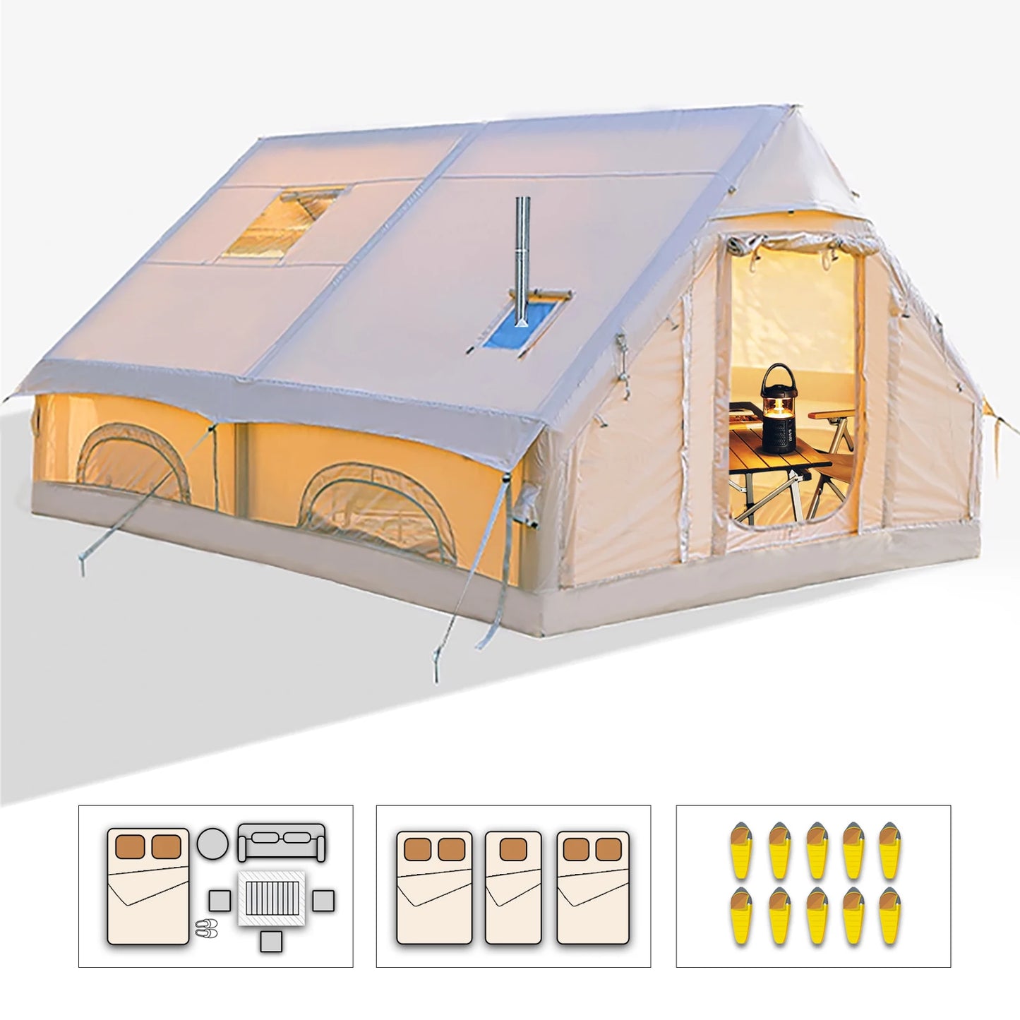 Large Inflatable Camping Tent with Hand Pump Easy Setup Portable Inflatable Tent for Camping