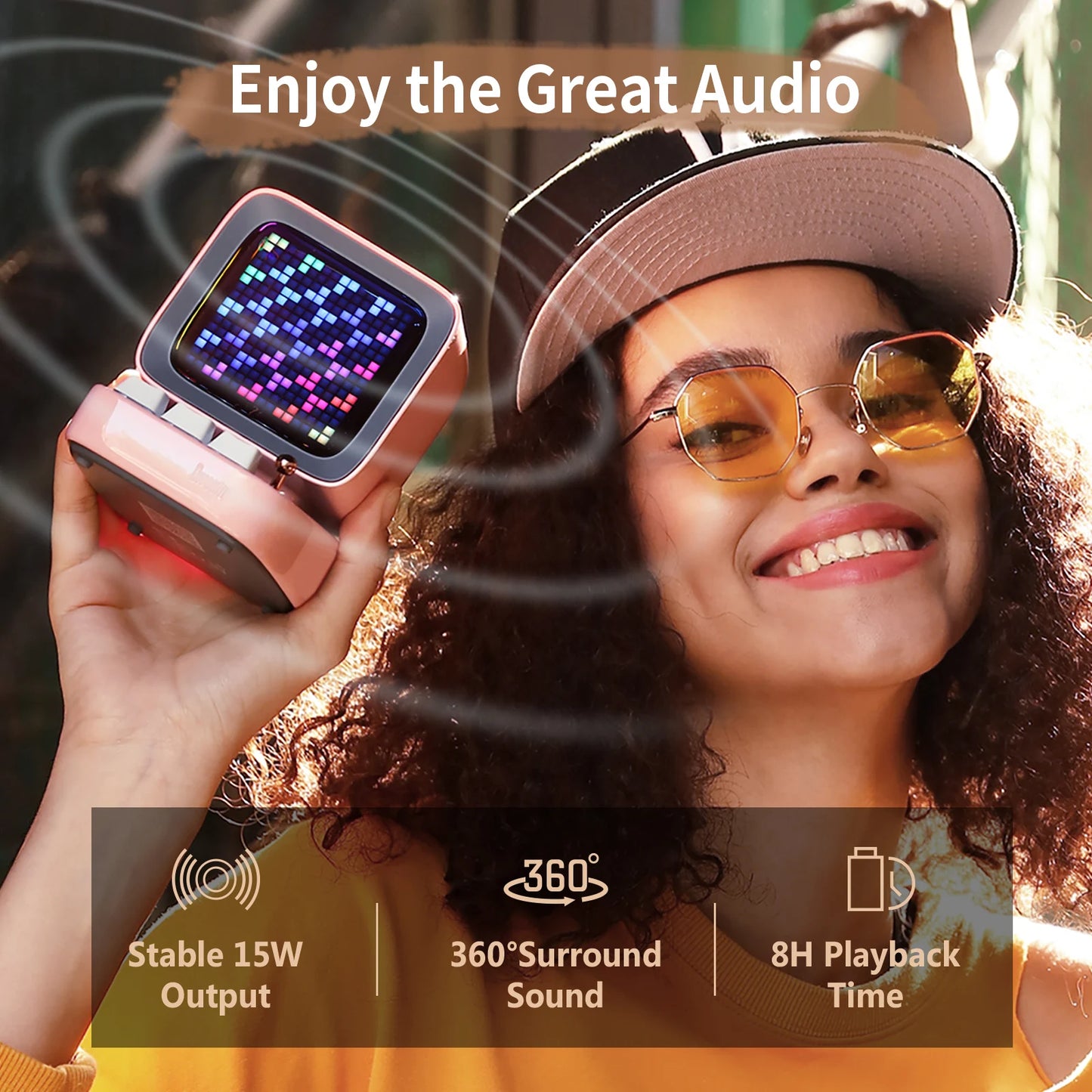 Divoom Ditoo-Pro Retro Pixel Art Bluetooth Portable Speaker Alarm Clock DIY LED Display Board Cute Gift Home Light Decoration