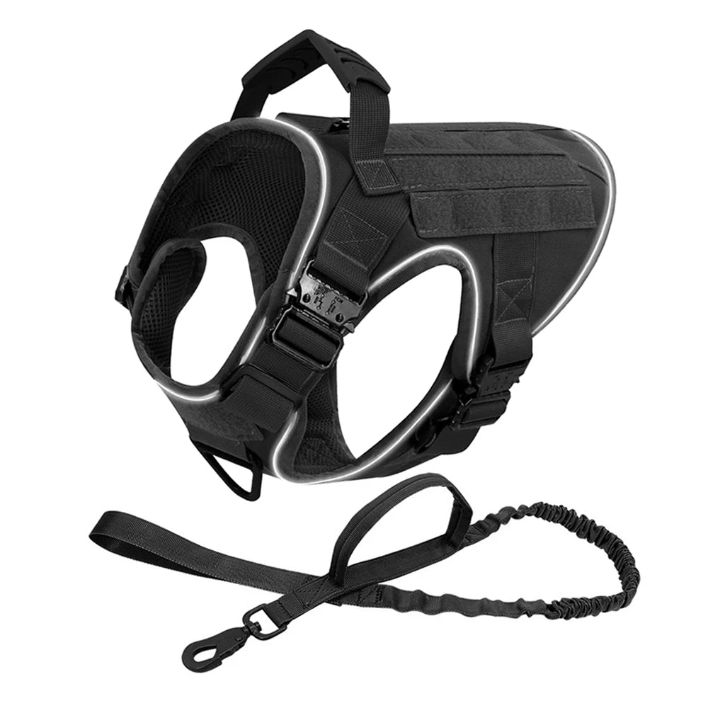Reflective Dog Harness with 4 Metal Buckles for Large Dogs