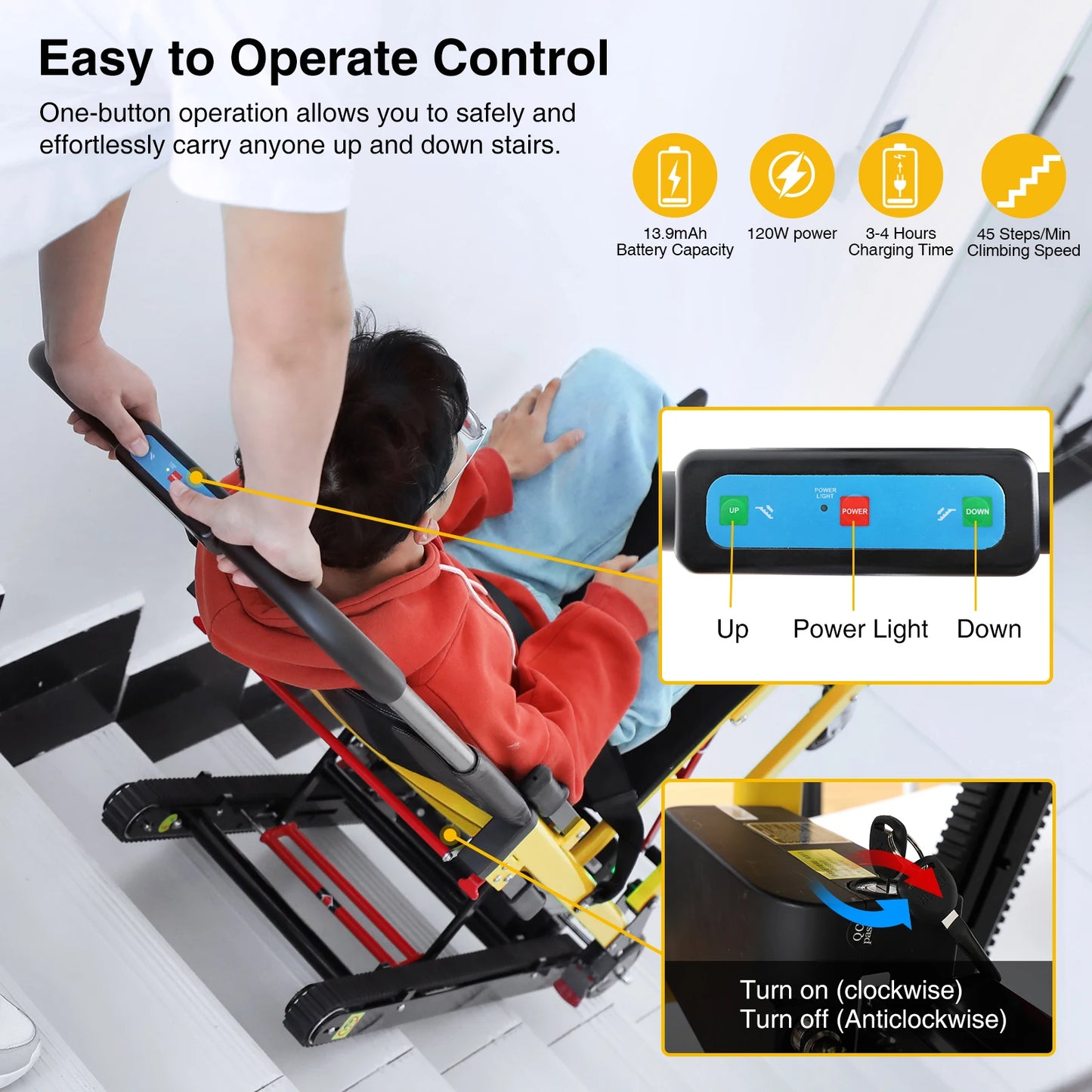 Electric Stair Climbing Chair Foldable Emergency Stair Lift
