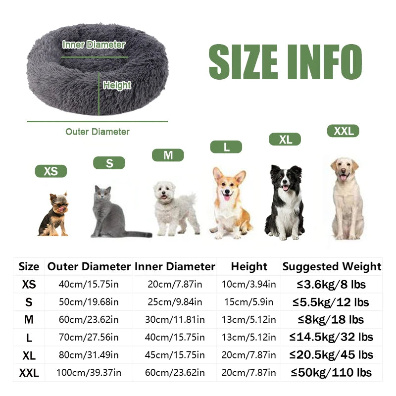 40-100cm Fluffy Pets Dogs Beds Large Round Dog Bed