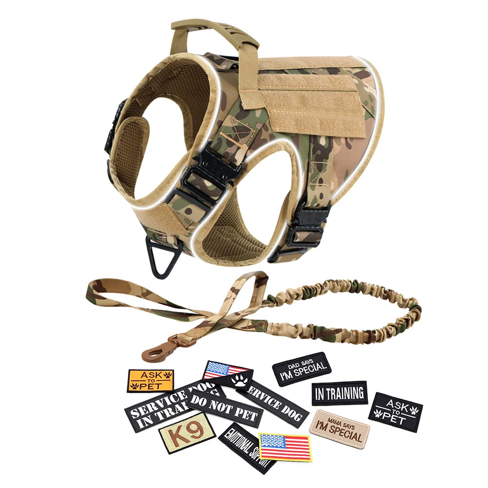 Reflective Dog Harness with 4 Metal Buckles for Large Dogs