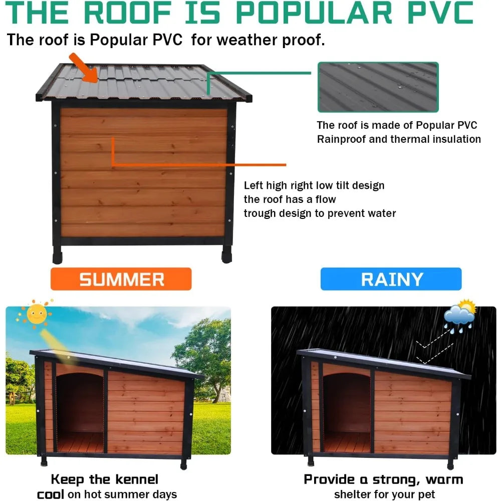 Extra Large Dog House Outdoor Weatherproof PVC Sloped Roof