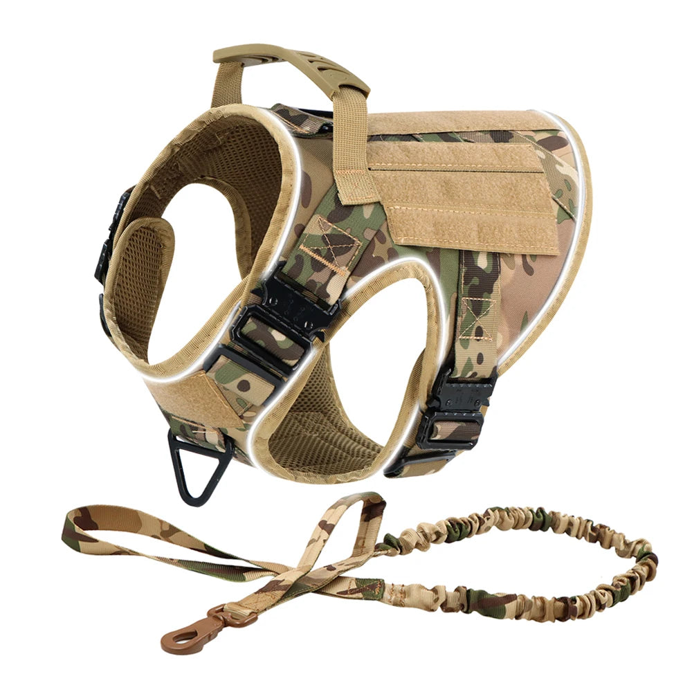Reflective Dog Harness with 4 Metal Buckles for Large Dogs