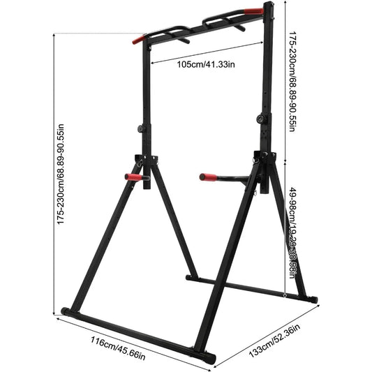 Foldable Power Station Pull-Up Bar Freestanding Triangular Power Tower Dip Station
